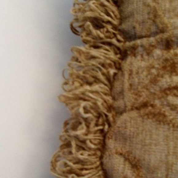 Stratford Home Taupe brown velvety Fringe Scroll work Lumbar Throw Accent pillow - Picture 3 of 4